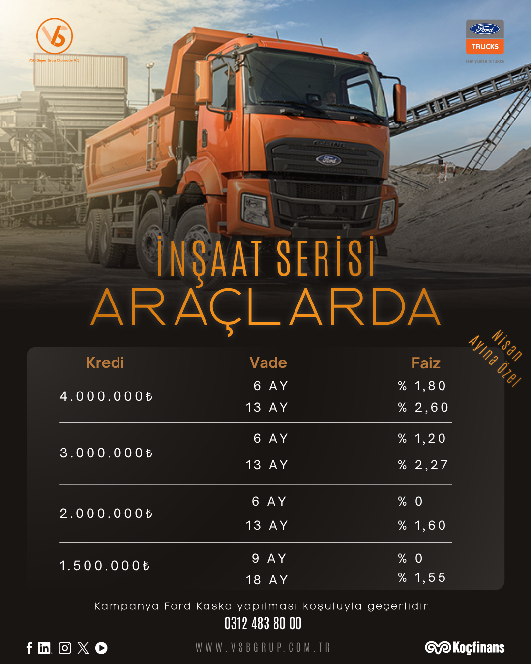 F-LINE, Tüm İnşaat Serisi Araçlarda Büyük Fırsat!